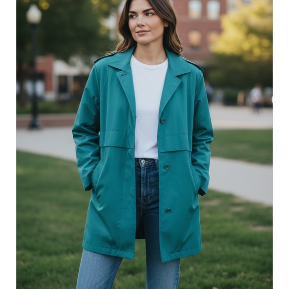 London Fog Teal Coat 🧥 - Picture 1 of 10